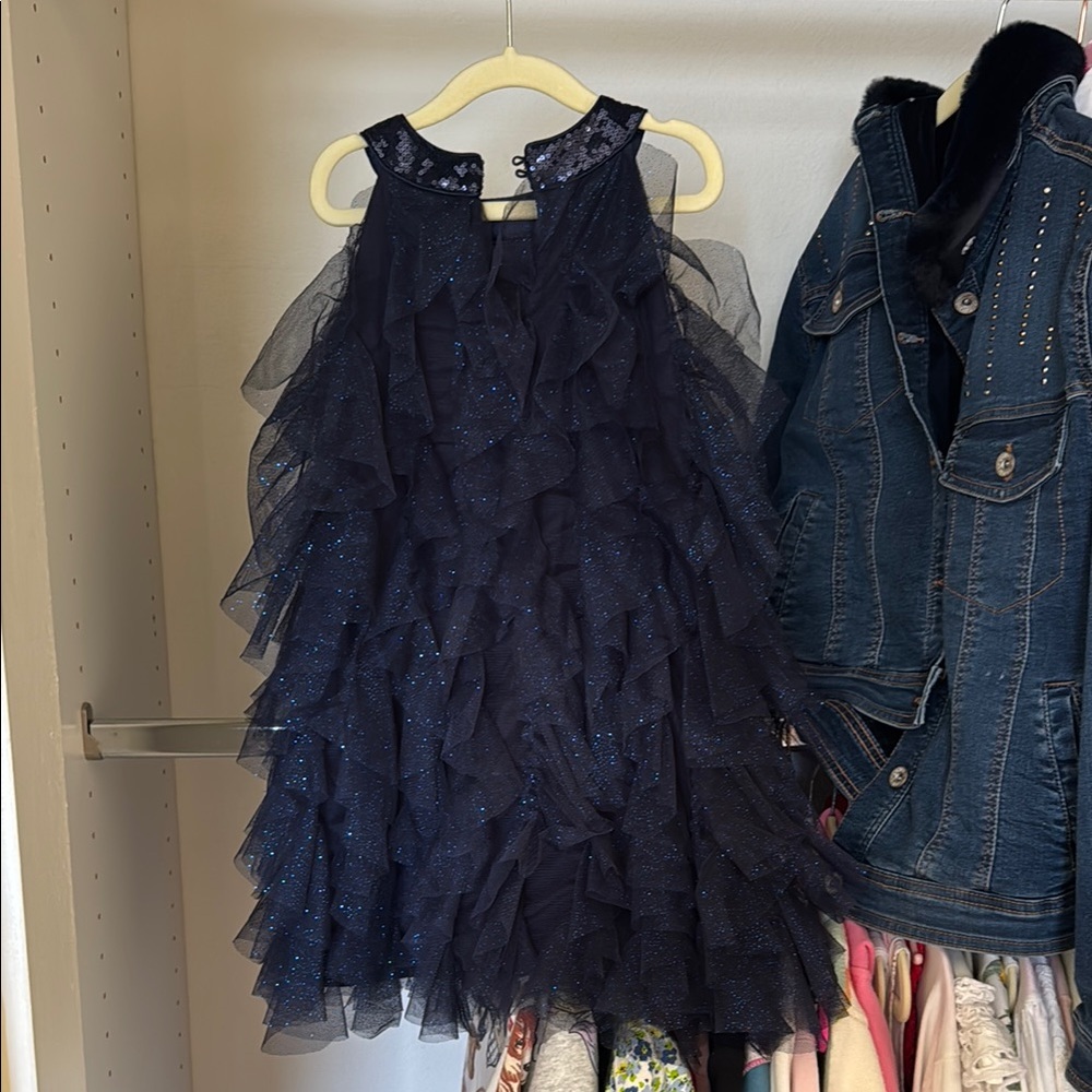 Sparkling Navy Ruffle Dress - Picture 3 of 8